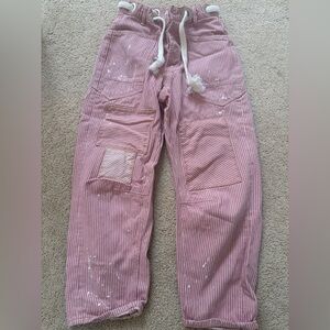 Free People pink striped moxie barrel jean